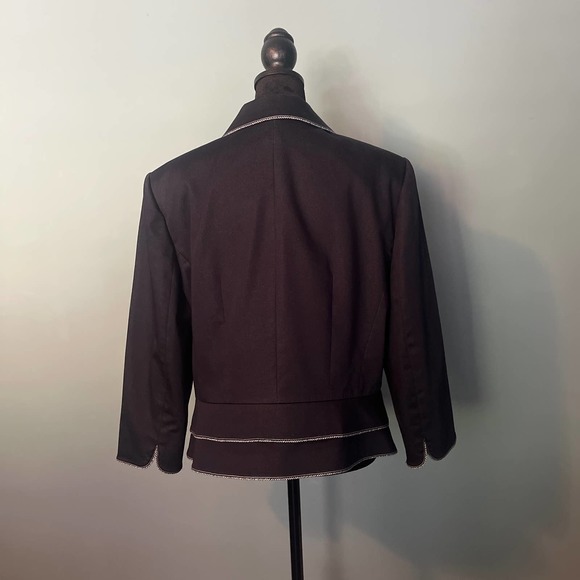 Tahari Denim Suite with White Piping Detail- Plus - Picture 6 of 16